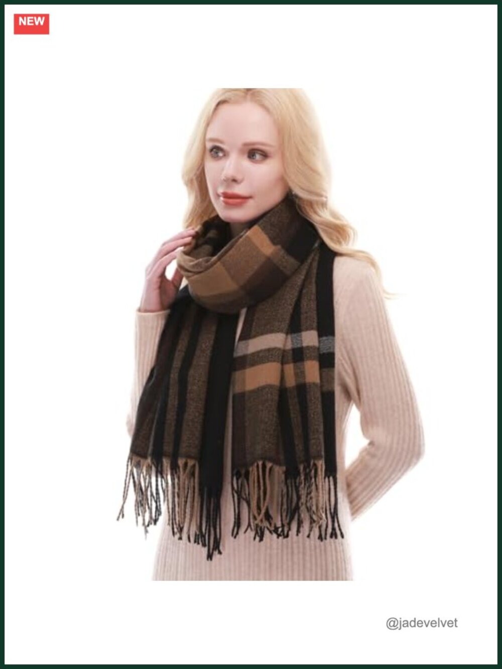 Plaid Pashmina Wrap Scarf for Women Fall Winter Oversized Large Shawl